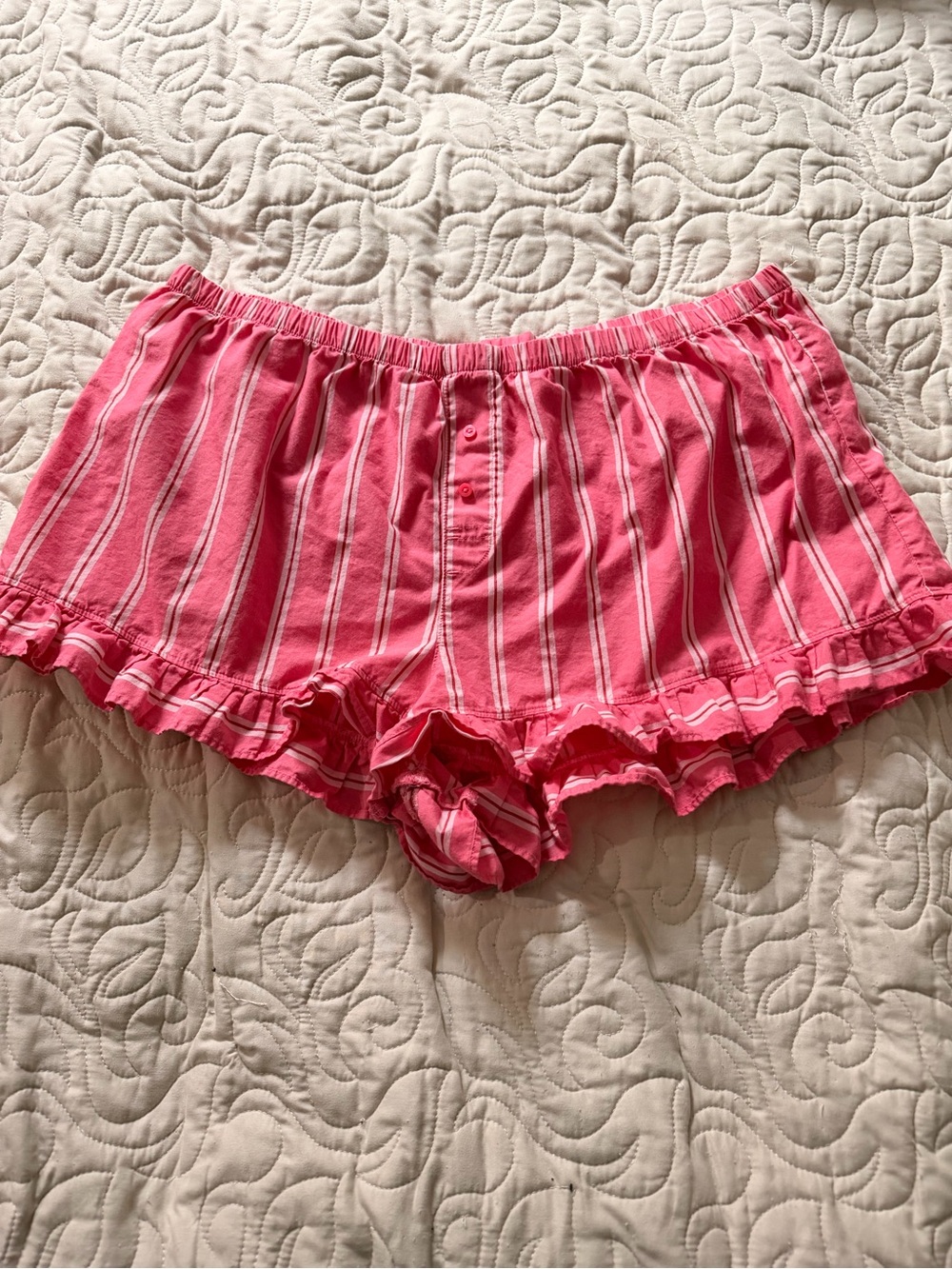 Victoria’s Secret Pink Striped Ruffle Sleep Shorts Size XL